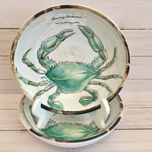 🌴 Tommy Bahama Melamine Crab Bowls - Set of Two